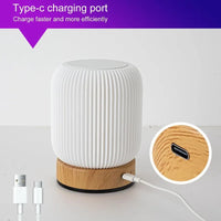 Lampe de table sans fil cannelée – port de recharge USB Type-C
