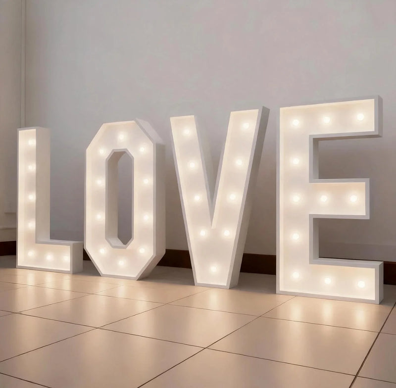 Lettre lumineuse géante à ampoules LED, lettres chapiteau 3D de 70 à 120 cm, blanc ou RGB