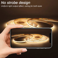 Ruban LED COB 9 couleurs – lumière sans scintillement filmée au téléphone