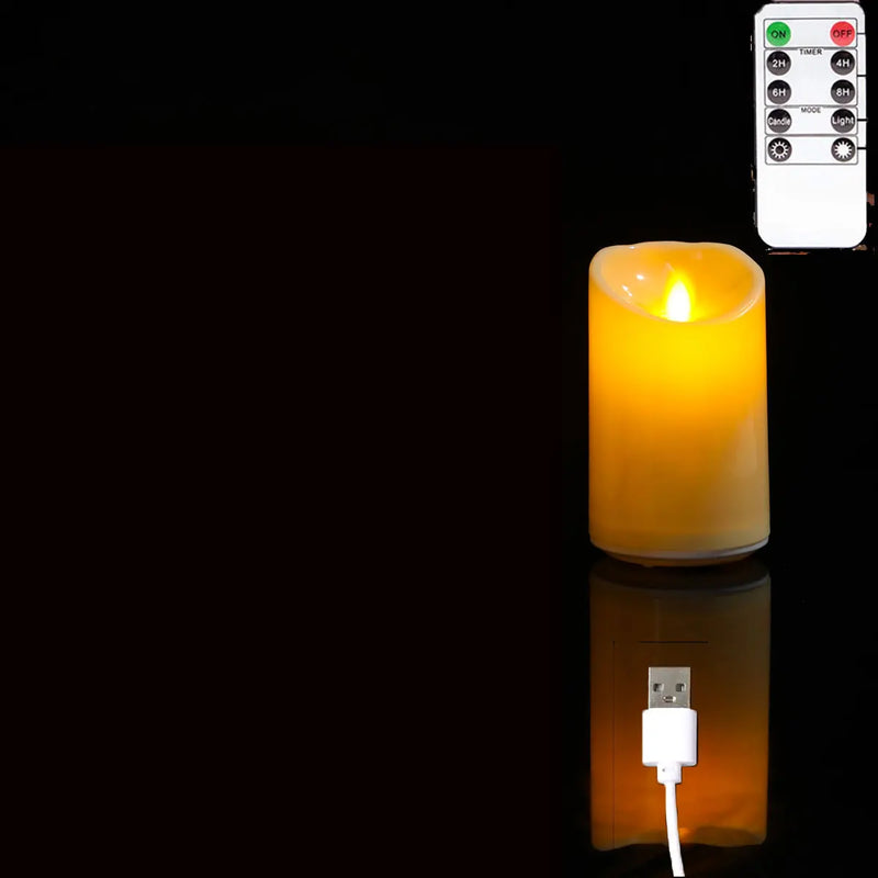 Bougies LED à mèche mobile – bougie de 12,5 cm avec télécommande et câble USB