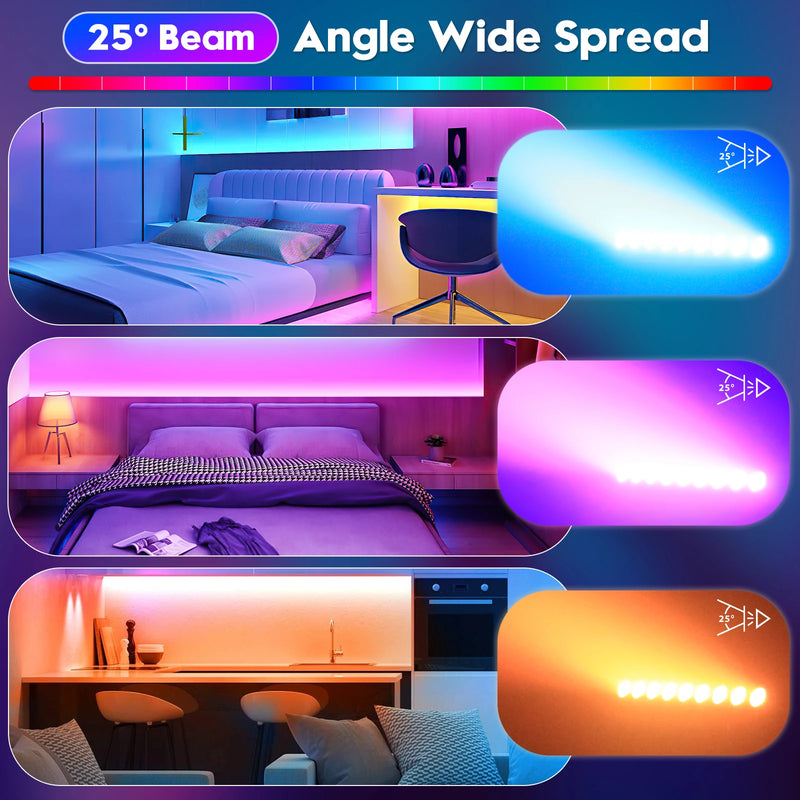 Barre LED RGBW 9 x 4 W – faisceau large de 25° éclairant des pièces d'intérieur en bleu, rose et orange