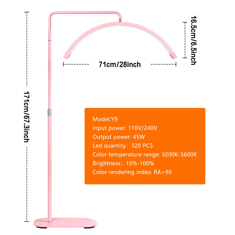 Lampe demi-lune LED sur pied – Rose, modèle B