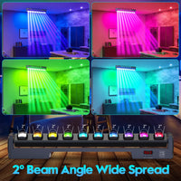 Lot de 2 barres LED à 10 faisceaux RGBW 25 W, rotation 230°, DMX, 98 cm