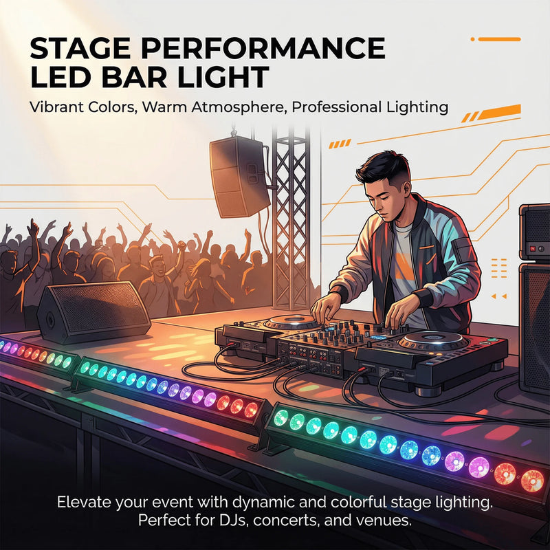 Lot de 2 barres LED de lavage 24 LED – barres sur une scène de DJ, illustration d'ambiance
