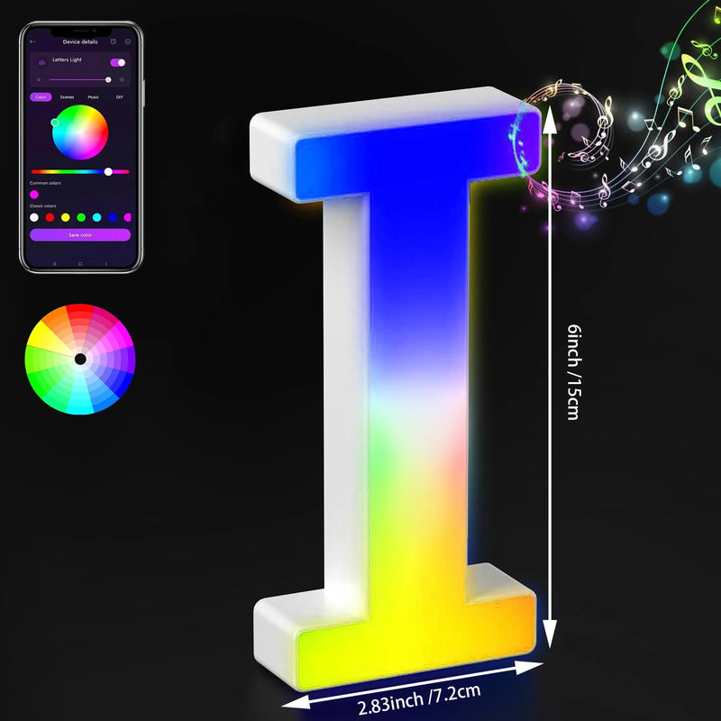 Lettres lumineuses LED RGB 15 cm – lettre I