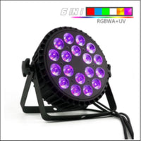 Par LED DMX plat ou IP65, 18 LED RGBW ou RGBWA UV