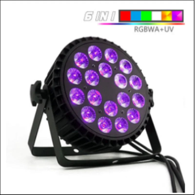 Par LED DMX plat ou IP65, 18 LED RGBW ou RGBWA UV