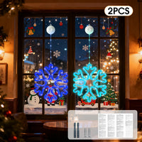 Flocon lumineux de fenêtre – deux flocons multicolores accrochés à une fenêtre, version 2 pièces