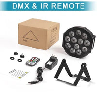 Lot de 4 projecteurs PAR LED sans fil sur batterie 5 500 mAh, 12 LED RGBW, DMX et télécommande