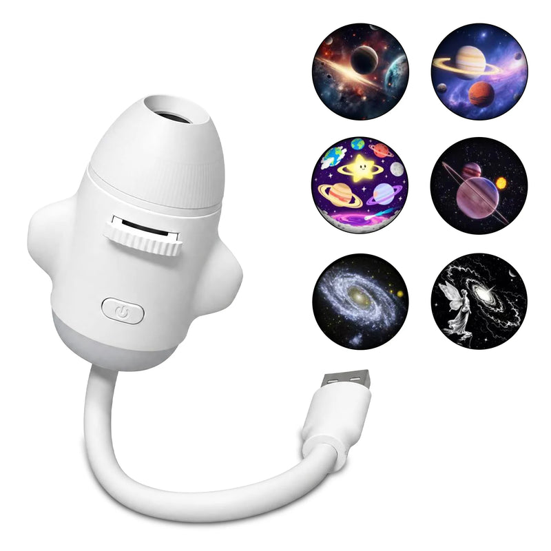 Mini projecteur d'étoiles USB en forme de fusée – lampe en forme de fusée et 6 films
