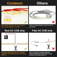 Ruban LED COB 220 V – comparaison de constructions de ruban 220 V