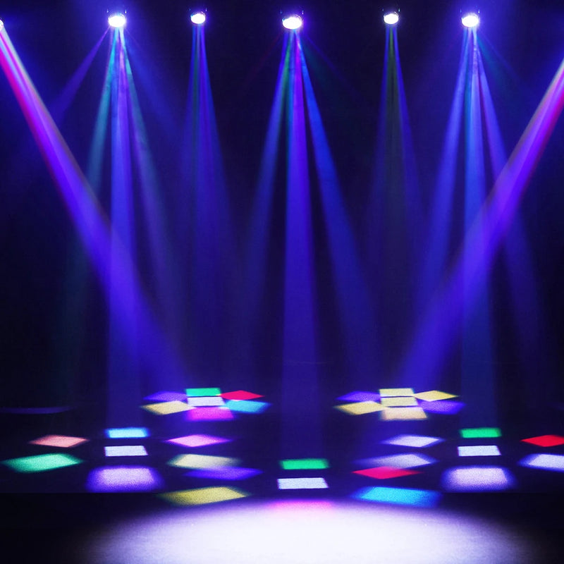Lyre LED wash 7 x 40 W œil d'abeille à anneau – faisceaux bleus en éventail sur scène