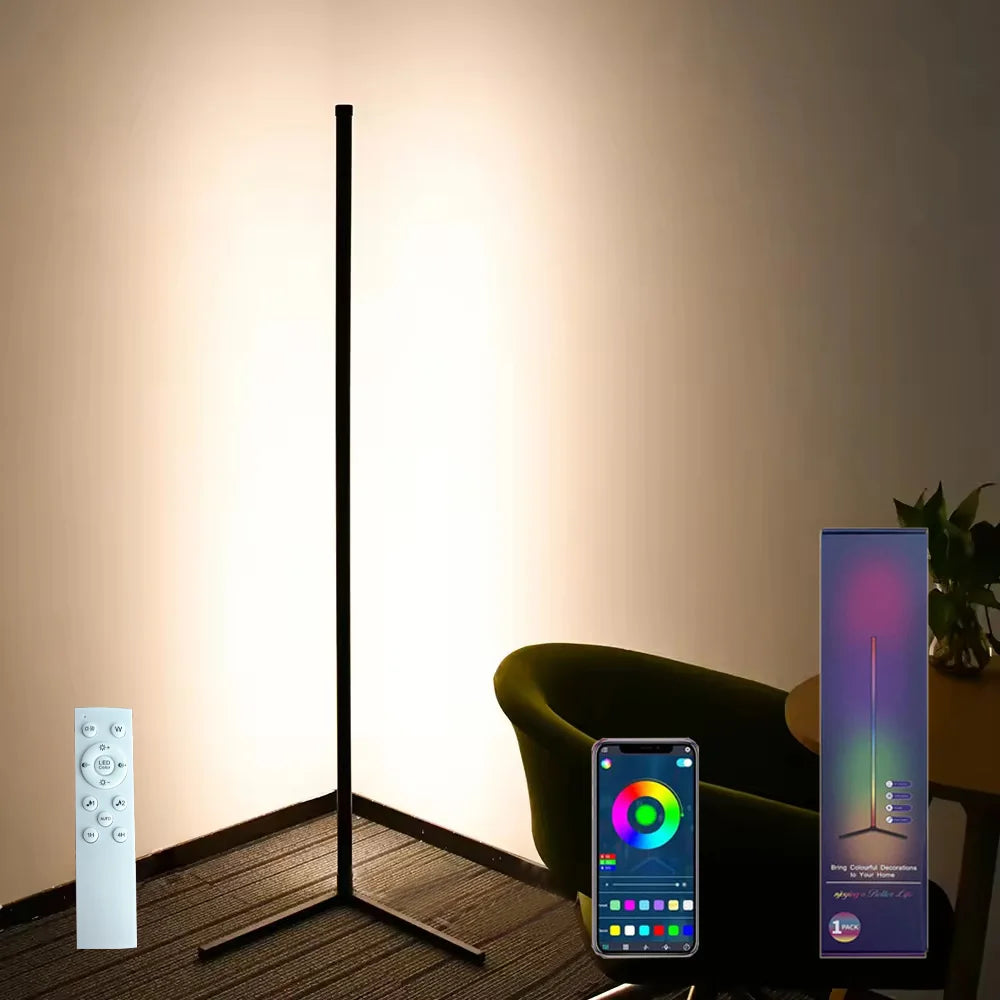 Lampadaire LED d'angle RGB 40 ou 150 cm, télécommande, application, musique