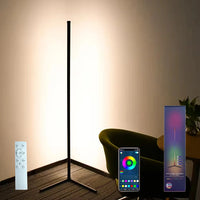 Lampe d'angle LED RGB – lampe d'angle noire allumée en blanc chaud, avec télécommande et application