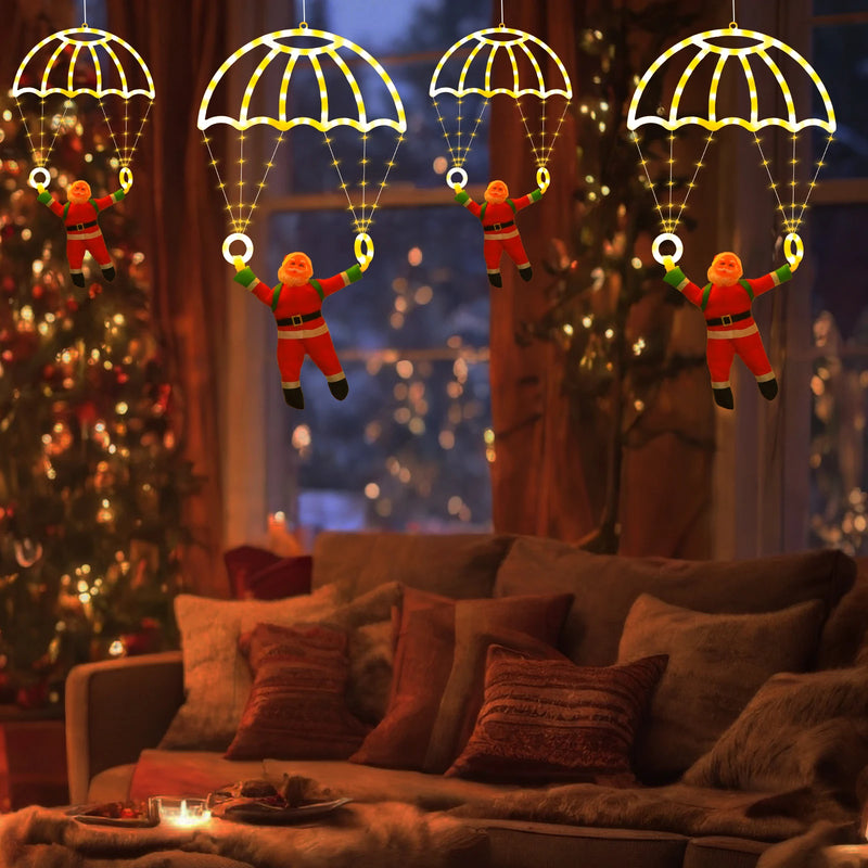 Décoration de fenêtre Père Noël en parachute – vue 2