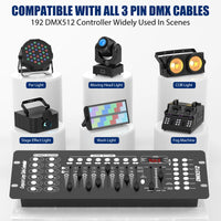 Contrôleur DMX 192 canaux, 12 appareils, 30 banques de 8 scènes, 6 chenillards