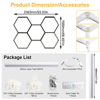 Plafonnier LED hexagonal garage blanc 6500 K, 1 à 14 hexagones