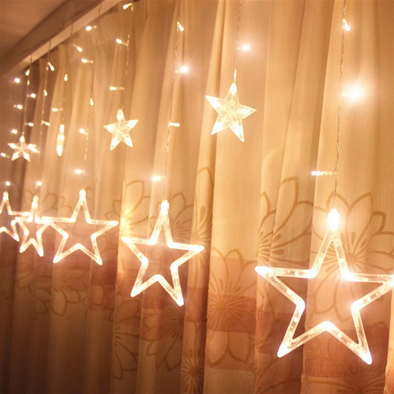 Rideau lumineux étoiles pour fenêtre de Noël, 3,5 m, 138 LED