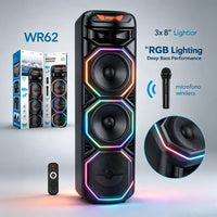 Enceinte karaoké lumineuse 40 W – colonne à halos RGB avec micro sans fil et télécommande