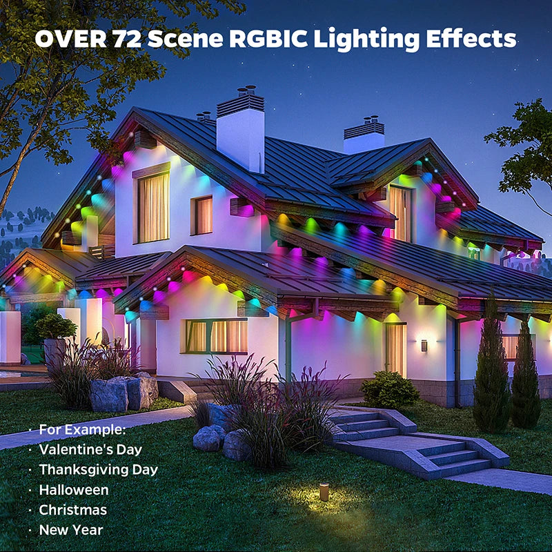 Éclairage extérieur permanent d'avant-toit LED RGB IP67, application, de 5 à 90 m