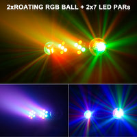 Jeu de lumière 4 en 1 sur trépied – boule rotative RVB et deux groupes de LED