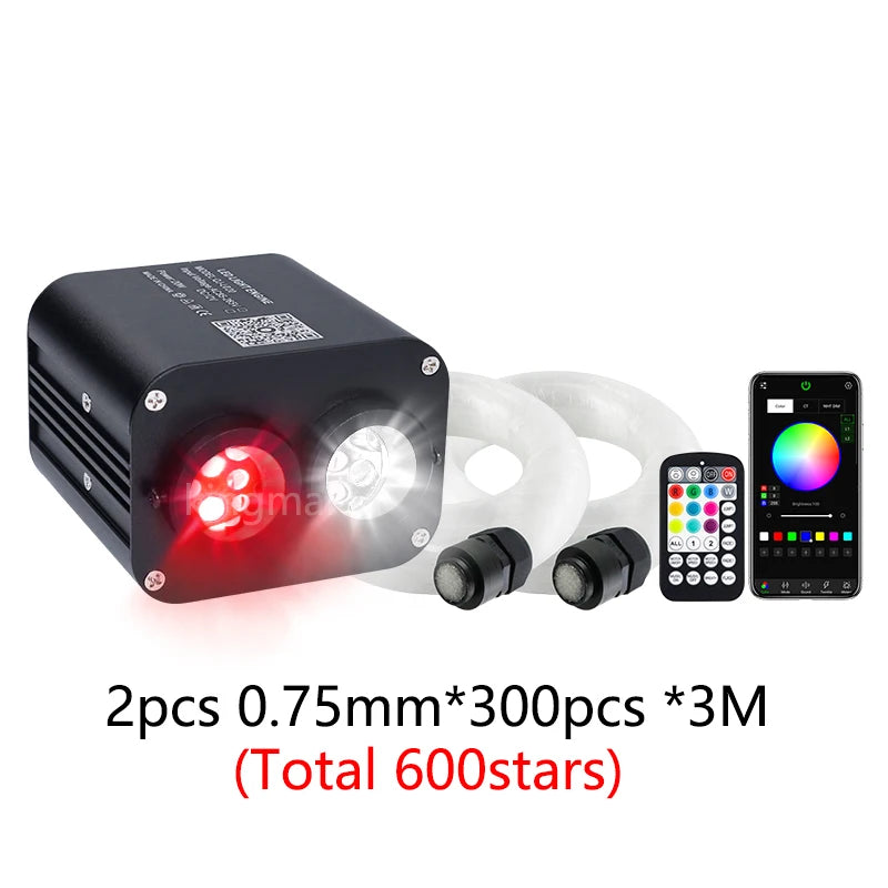 Kit ciel étoilé voiture fibre optique double tête 20 W, application Bluetooth