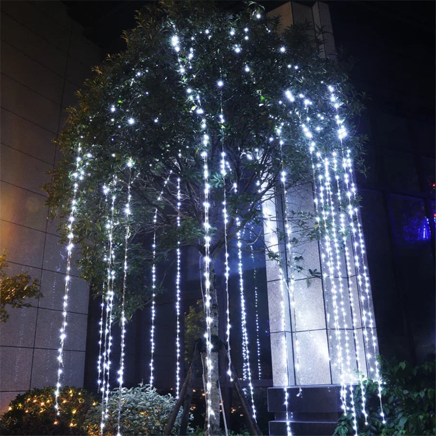 Rideau lumineux pluie de météores pour arbre et fenêtre, 3 x 2 m ou 3 x 3 m