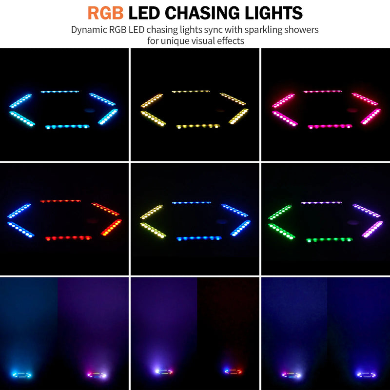 Machine à étincelles froides 700 W hexagonale à LED RGB, DMX, 1 ou 2 machines