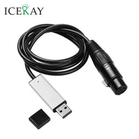 Câble interface USB vers DMX512 – câble avec prise XLR femelle et prise USB, vue d'ensemble