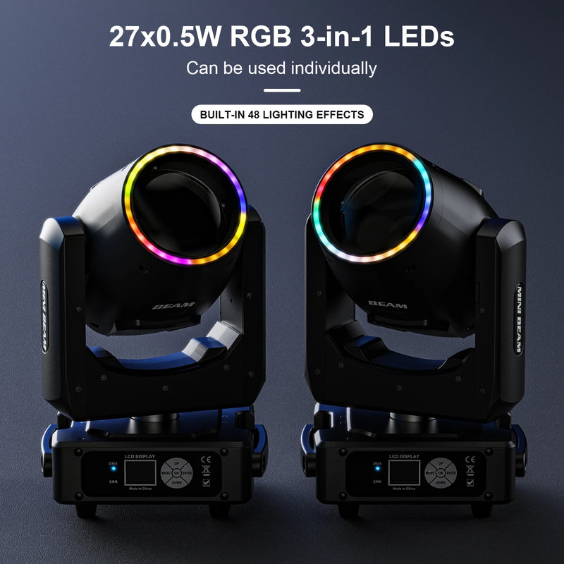 Lyre beam 230 W hybride à anneau LED RGB, DMX 18 canaux, 14 gobos