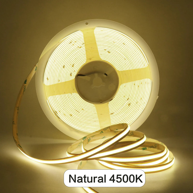 Ruban LED COB 24 V – rouleau allumé en blanc neutre 4500 K