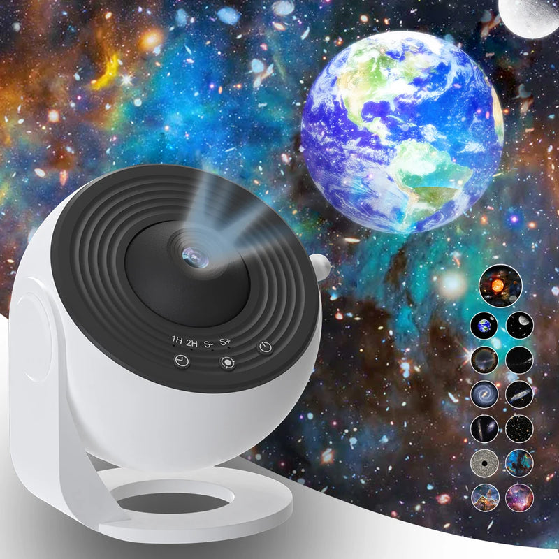 Projecteur galaxie veilleuse, 13 disques de film, minuterie, USB-C