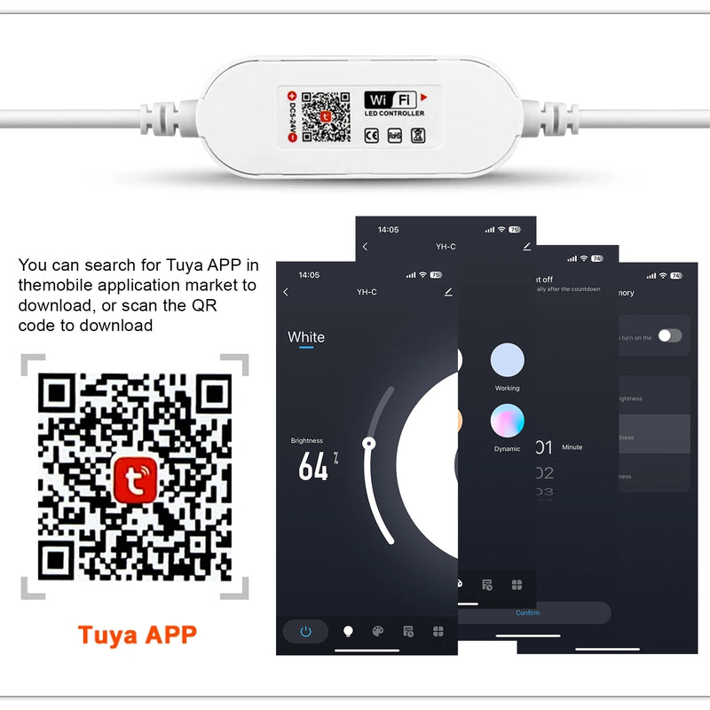 Ruban LED sous meuble connecté – contrôleur Wi-Fi et application Tuya