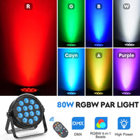 Par LED RGBW 14 LED 80 W DMX télécommande, 4 pièces