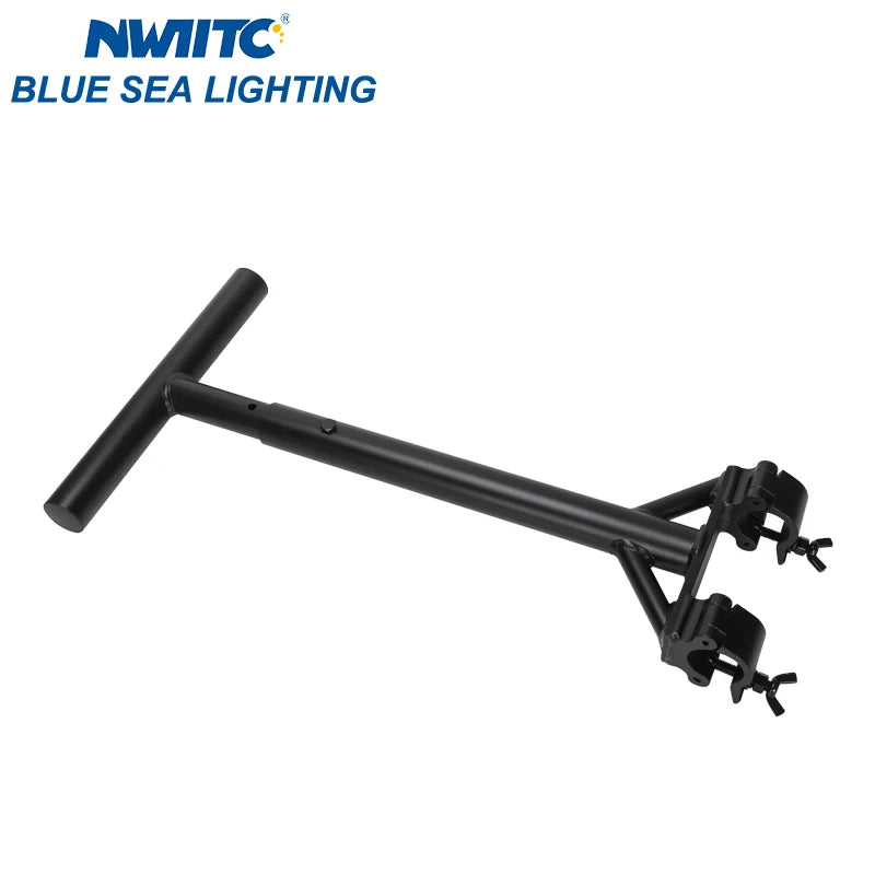 Barre en T 40 cm pour truss – barre en T posée, pinces à droite, vue de côté