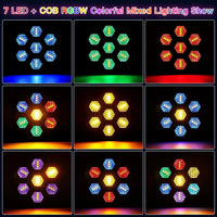 Projecteur vintage 350 W à 7 cellules hexagonales – spectacle de lumière mixte COB et RGB en bleu, vert, rouge, jaune et violet
