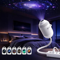 Projecteur d'étoiles USB à mise au point manuelle – lampe branchée sur une multiprise avec 6 films