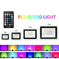 Projecteur LED extérieur RGB IP68 avec télécommande, 20 à 200 W