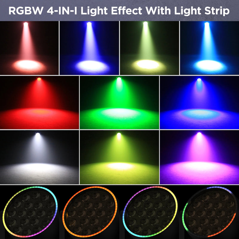 Lyre LED wash 220 W à 19 LED RGBW et bande LED – effets de lumière 4 en 1 et couleurs de la bande LED