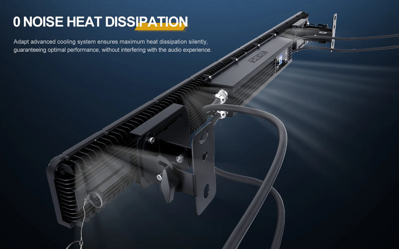 Barre stroboscope LED IP65 250 W – dissipation de chaleur silencieuse, vue de dos