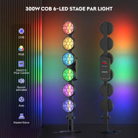2 colonnes lumineuses vintage à 6 LED COB dorées et RGB, DMX, 140 cm