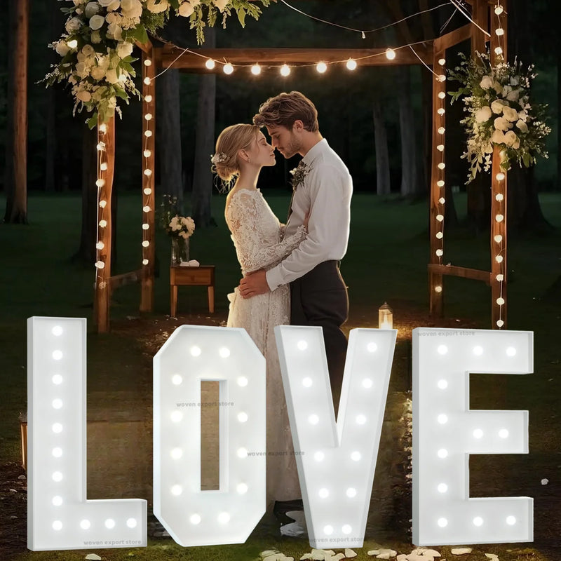 Lettres LOVE géantes lumineuses pour mariage, à monter, piles AA, 91 ou 120 cm