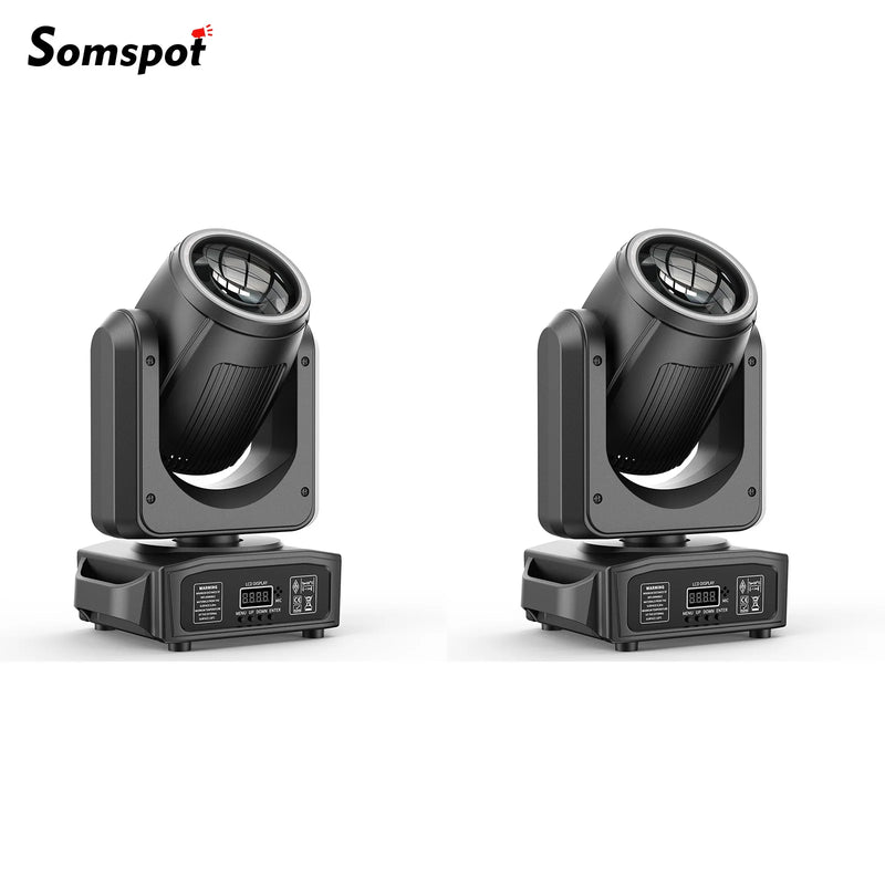 Lot de 2 lyres LED beam 150 W à anneau halo RGB, prisme 18 facettes