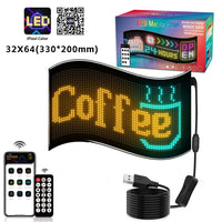 Panneau LED flexible programmable RGB de 27 à 176 cm, Bluetooth, USB
