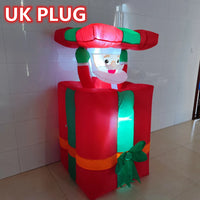 Père Noël gonflable animé qui sort d'un cadeau, LED, 1,5 m