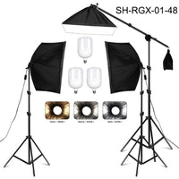 Kit éclairage continu softbox 50x70 cm – kit à 3 softbox sur perche avec 3 ampoules à 3 teintes