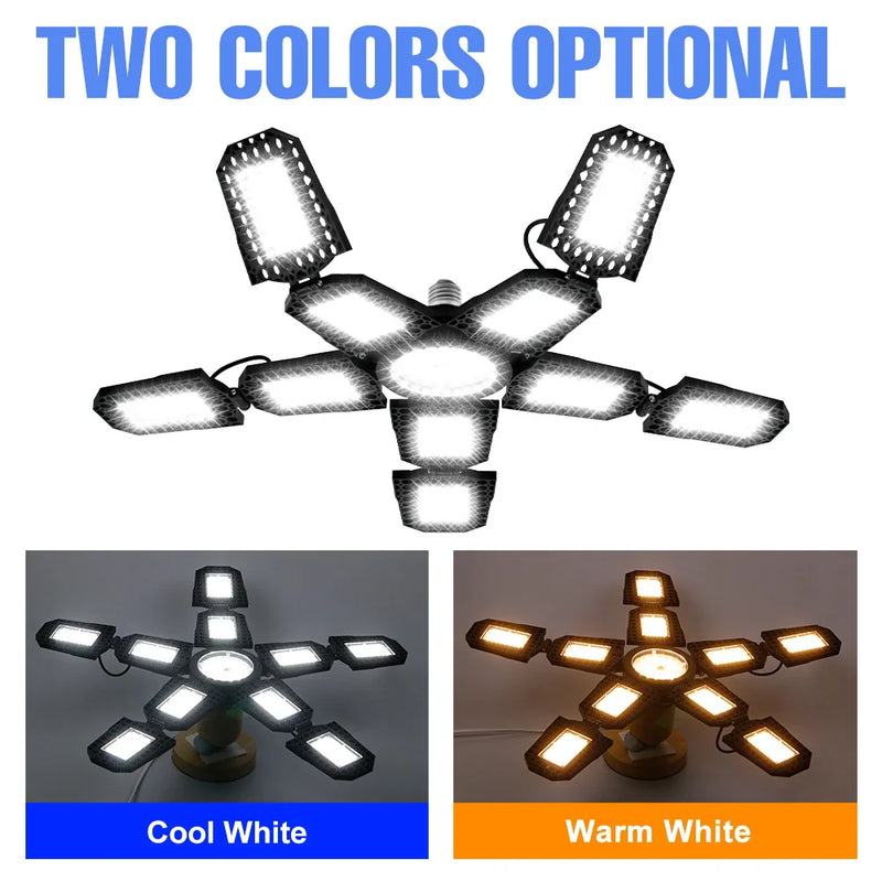 Ampoule LED de garage déformable 3 à 5 branches, culot E27/E26