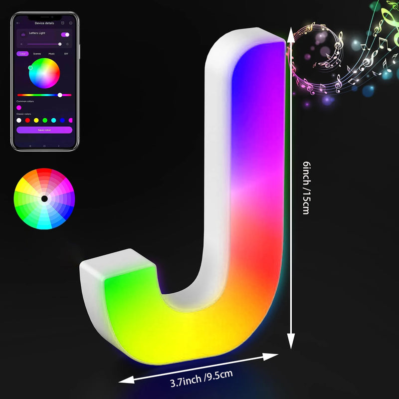 Lettres lumineuses LED RGB 15 cm – lettre J