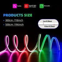 Ruban LED néon RGB – dimensions du ruban : 10 mm de large, 6 mm d'épaisseur