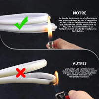 Ruban LED 220 V silicone ignifuge – test de résistance à la flamme comparé à un ruban ordinaire